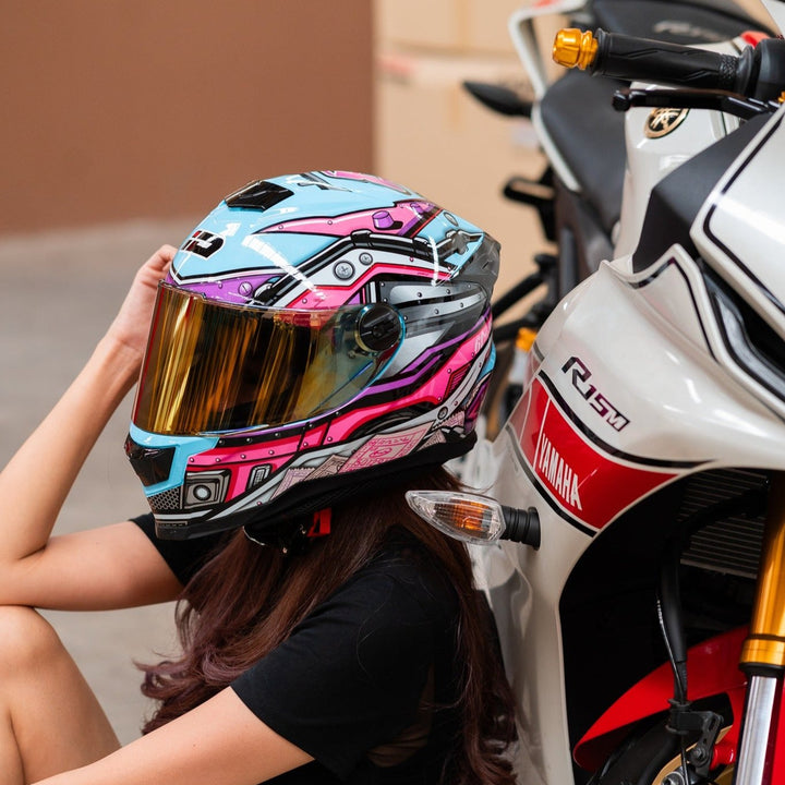 หมวกกันน็อค ID HELMET SPARTAN BT Fast8 S2 สีฟ้า