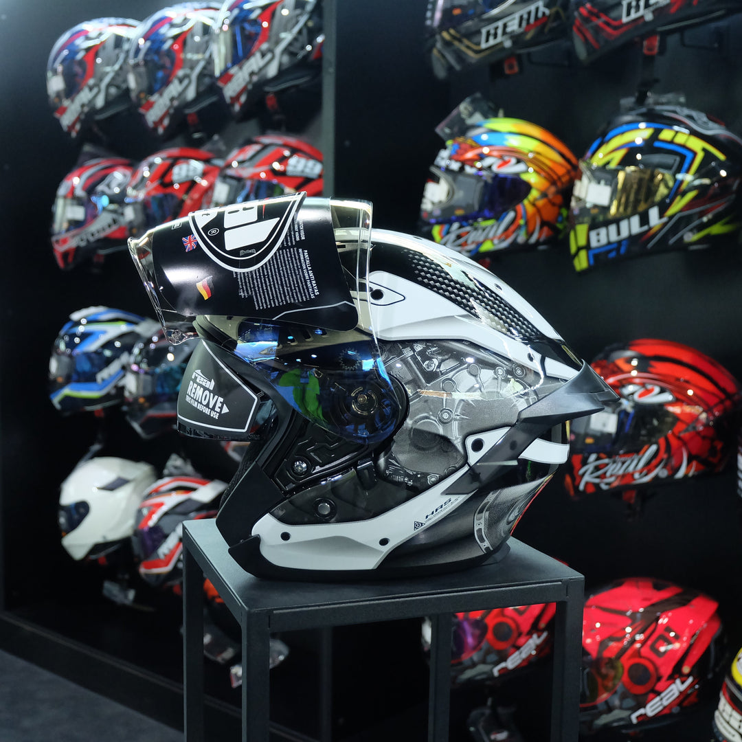 หมวกกันน็อค Real Helmet Oslo Mecanica สีดำขาว