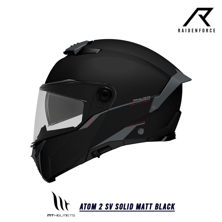 หมวกกันน็อคยกคาง MT Atom 2 SV Solid Matt Black ดำด้าน