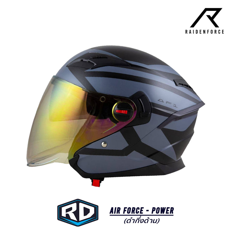หมวกกันน็อค RANDOM HELMET Air Force - Power ดำกึ่งด้าน