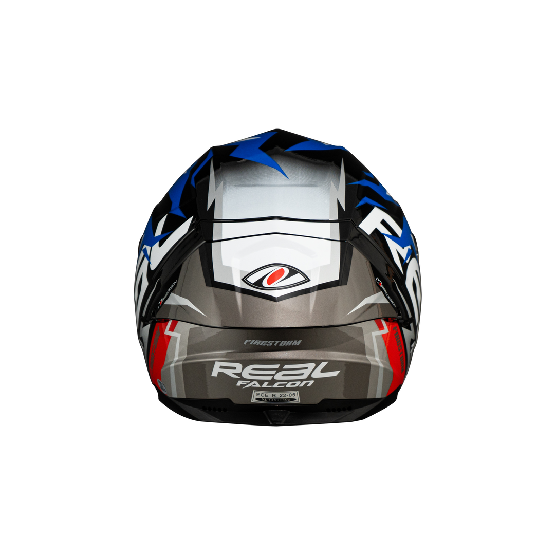 หมวกกันน็อค REAL Helmet Falcon  FireStorm - สีดำน้ำเงินแดง