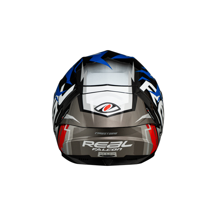 หมวกกันน็อค REAL Helmet Falcon  FireStorm - สีดำน้ำเงินแดง