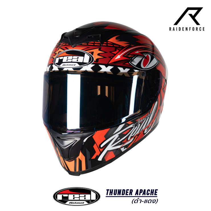 หมวกกันน็อค Real Helmet Thunder Apache สีดำแดง