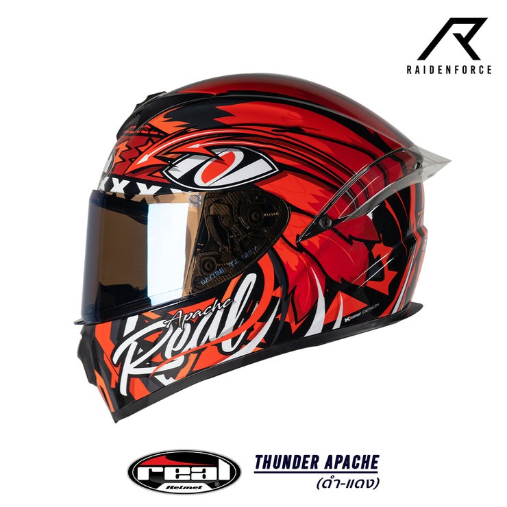 หมวกกันน็อค Real Helmet Thunder Apache สีดำแดง