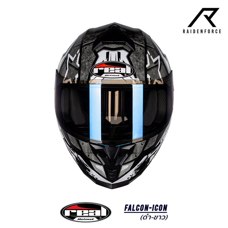 หมวกกันน็อค Real Helmets Falcon-Icon ดำ/ขาว