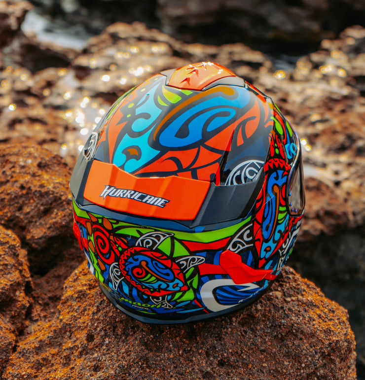 หมวกกันน็อค Real Helmets Hurricane-Maori น้ำเงิน/แดง
