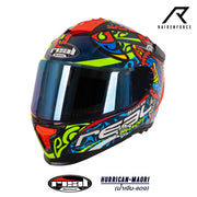 หมวกกันน็อค Real Helmets Hurricane-Maori น้ำเงิน/แดง