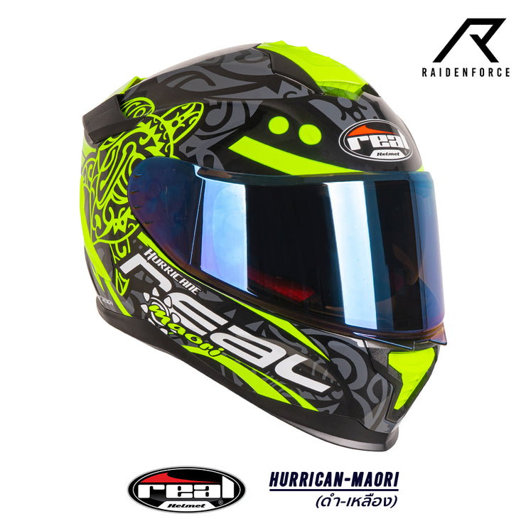 หมวกกันน็อค Real Helmets Hurrican-Maori ดำ/เหลือง