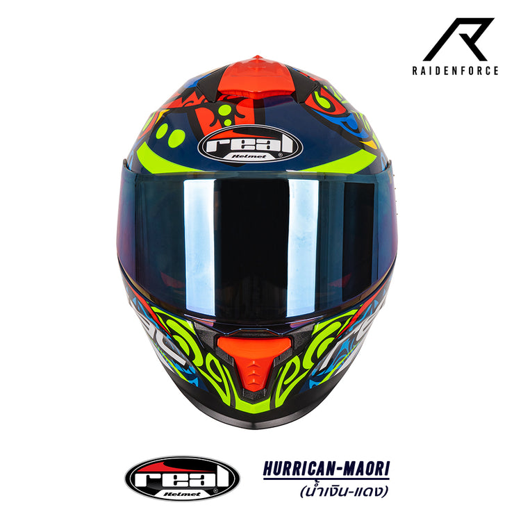หมวกกันน็อค Real Helmets Hurricane-Maori น้ำเงิน/แดง