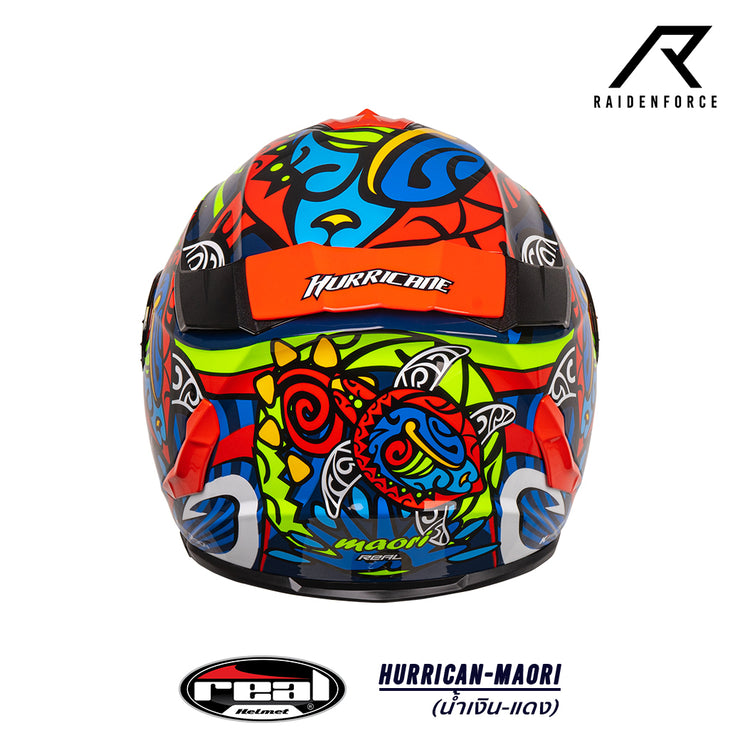 หมวกกันน็อค Real Helmets Hurricane-Maori น้ำเงิน/แดง