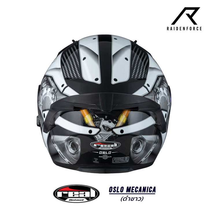 หมวกกันน็อค Real Helmet Oslo Mecanica สีดำขาว