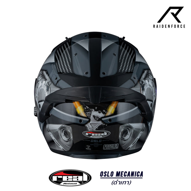 หมวกกันน็อค Real Helmets Oslo Mecanica สีดำเทา