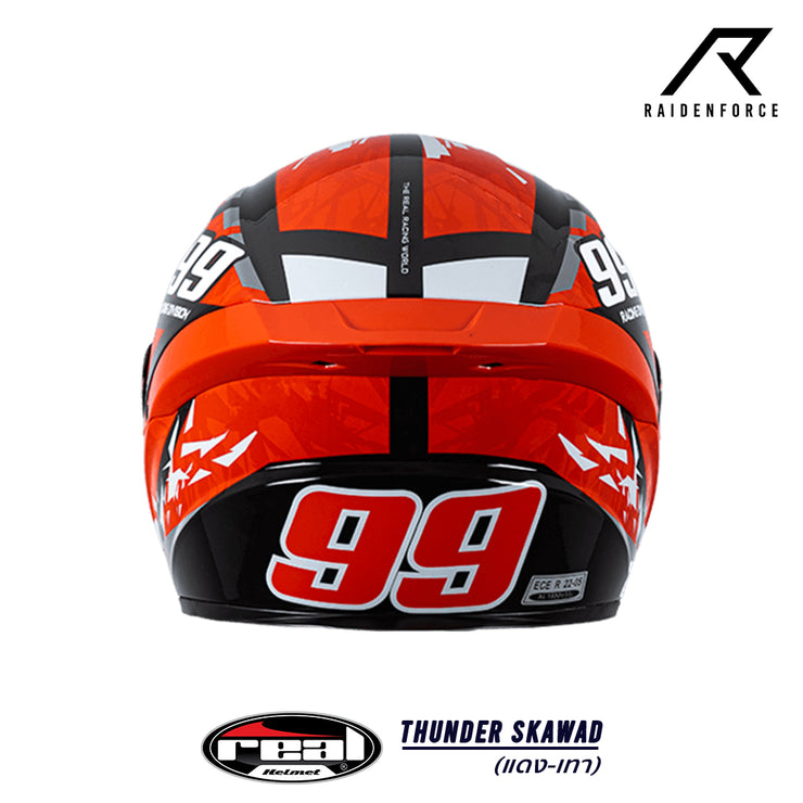 หมวกกันน็อค Real Helmets Thunder Skawad แดง-เทา