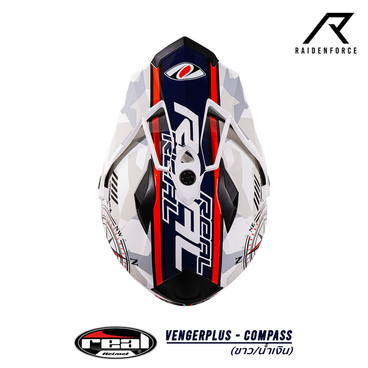 หมวกกันน็อค Real Helmets Vengerplus-Compass ขาว/น้ำเงิน