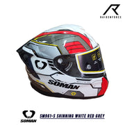 หมวกกันน็อค SOMAN - SM961-s Shinning white red grey