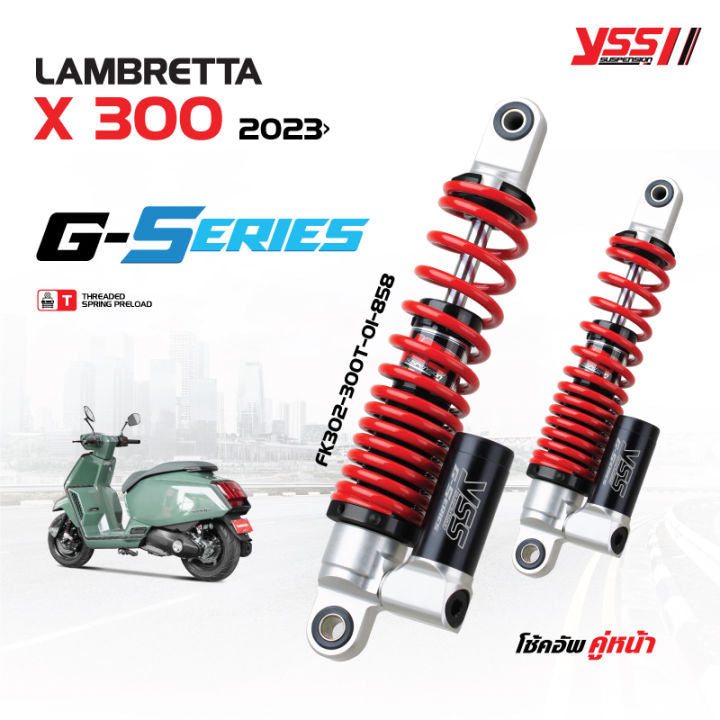 โช้ค YSS G-Series Lambretta X 300 year 2023 Rear สี ดำ/แดง