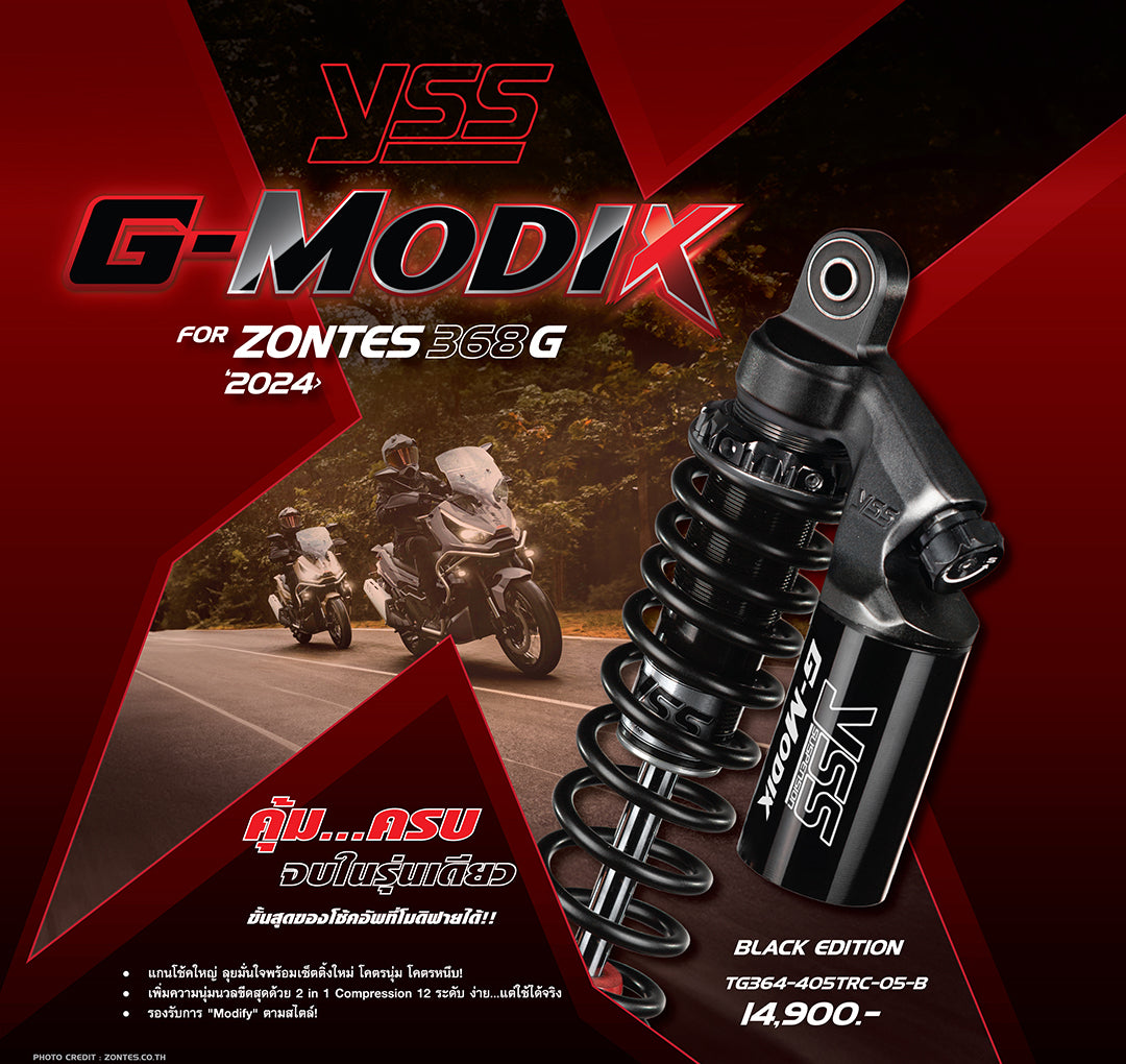 โช้ค YSS G-MODIX Zontes/368G ADV'24 Black Edition สี ดำ