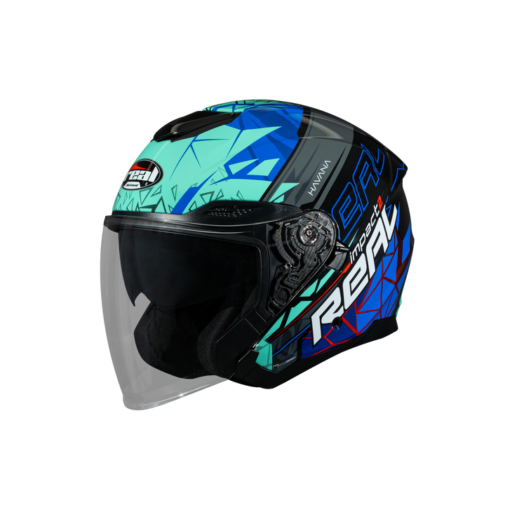 หมวกกันน็อค REAL Helmet HAVANA IMPACT พื้น-ดำน้ำเงิน