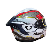 หมวกกันน็อค SOMAN - SM961-s Shinning white red grey