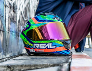 หมวกกันน็อค Real Helmets Thunder Skawad เขียว-ส้ม